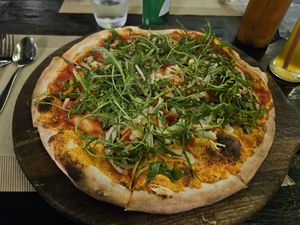 Vegan pizza at La Silapa in Luang Prabang