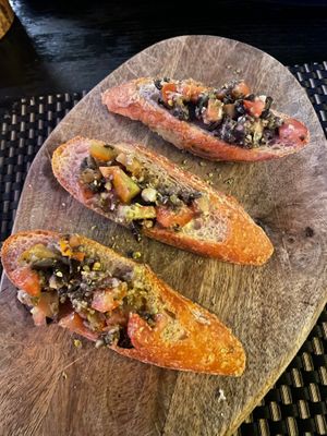 The bruschetta was juicy and tasty at La Silapa in Luang Prabang