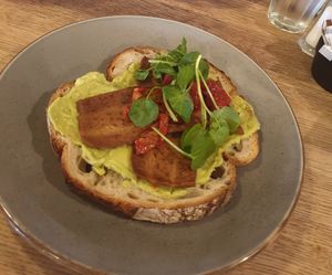Avocado toast with vegan BACON at Acanteen in Chelmsford
