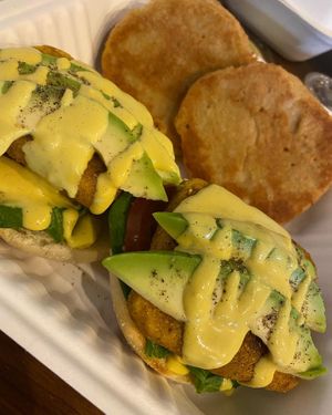 No eggs benni   at SaVeg Cafe in Calgary