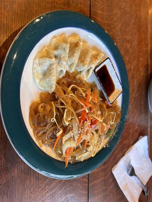 Japchae and mandu   at SaVeg Cafe in Calgary