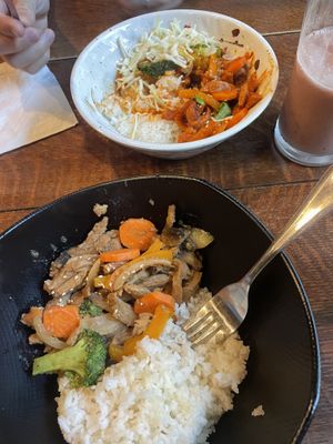 Spicy chik’un bowl (top) and bulgogi (bottom)  at SaVeg Cafe in Calgary