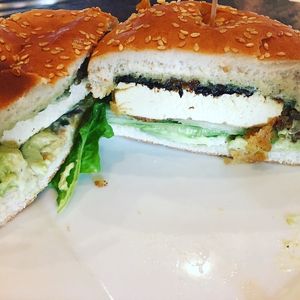 No fish burger ? ❤️ at SaVeg Cafe in Calgary