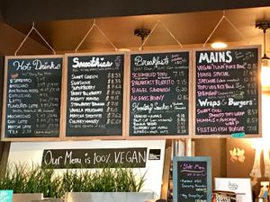 The menu  at SaVeg Cafe in Calgary