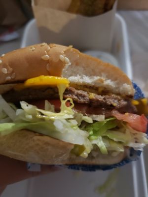 Worlds thinnest impossible burger for $10 on its own at Shake 'N Buns in Bakersfield