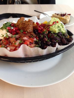 Nachos and mango "cheese"cake. at Truefood Cafe in Lund