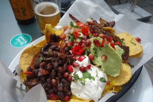 Nachoplate with guacamole and black beans at Truefood Cafe in Lund