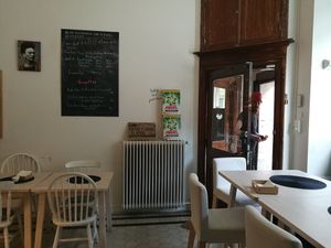 Tables at Truefood Cafe in Lund