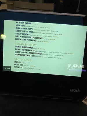 Vegan menu cont   at Yard House in Dedham