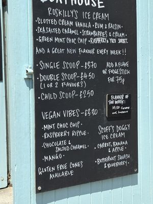 Ice cream menu   at Trebah Garden in Falmouth