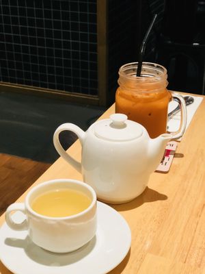 Hot lemongrass (already sweetened :/ ) at Bangkok Jam - Marina Square in Central Singapore