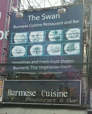 street signage  at The Swan Burmese Cuisine in Chiang Mai