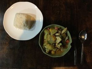 massaman curry and rice at The Swan Burmese Cuisine in Chiang Mai