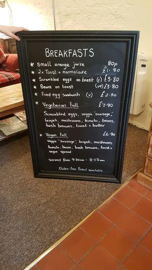 Breakfast Menu at The Green Cottage in Louth