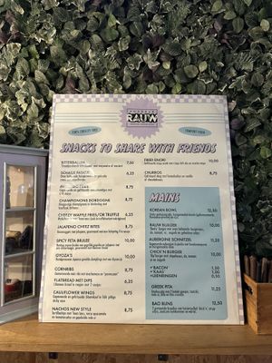 Speisekarte ohne Allergene   at Foodbar Rauw in Enschede