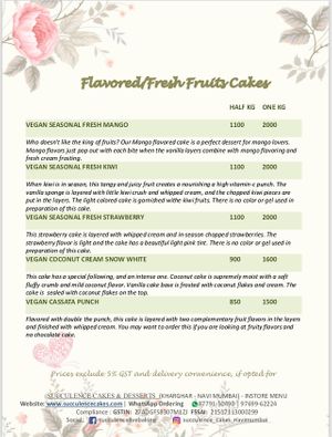 Menu at Succulence in Navi Mumbai