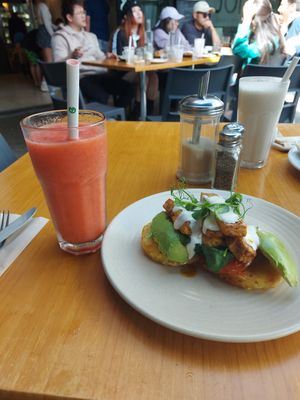 Vegan stack and antioxidant smoothie at The Cozy Corner in Taupo