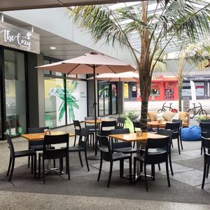 Sheltered courtyard seating at The Cozy Corner in Taupo