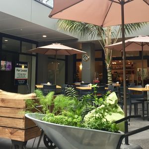 Funky outdoor seating  at The Cozy Corner in Taupo