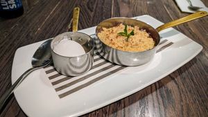 Vegan apple and damson crumble with vegan ice cream (my wife had the same but with vegan custard instead of ice cream) at The Ship Inn in Lymington