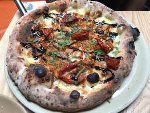 Telling Porkies Pizza at Purezza Camden in London