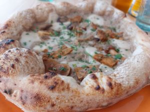 ''The one with the truffle'' pizza 
 at Purezza Camden in London