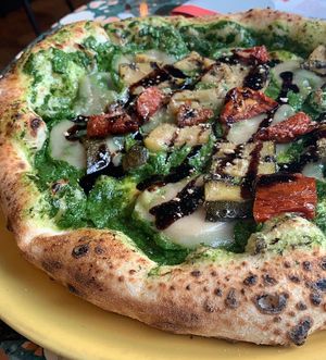 Pesto pizza  at Purezza Camden in London