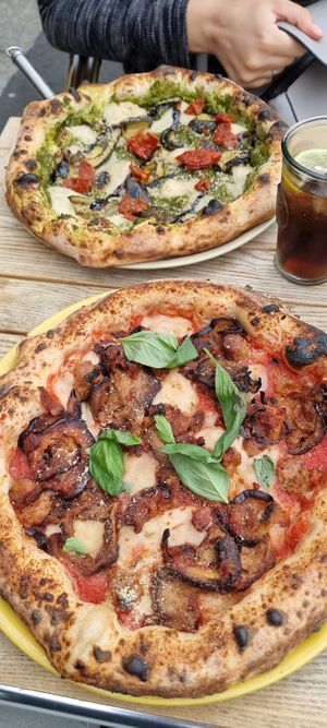 Vegan Sausage pizza at Purezza Camden in London