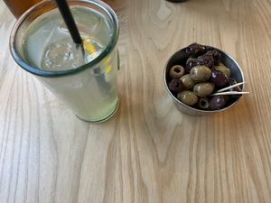 Lemonade and olives at Purezza Camden in London