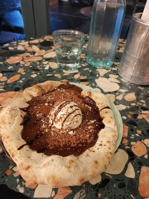 Chocolate pizza at Purezza Camden in London