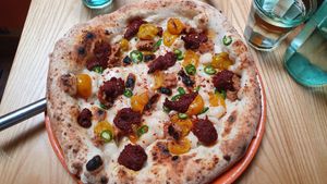 'Nduja pizza at Purezza Camden in London