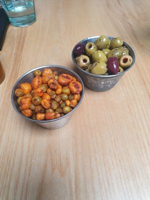 Spiced Corn, Marinated Olives at Purezza Camden in London