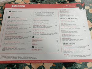 Lunch menu at Purezza Camden in London