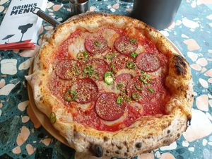 "Honey, I want the one with Pepperoni" pizza at Purezza Camden in London