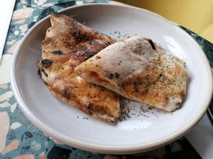 Salmon and cream cheese foccacia at Purezza Camden in London