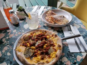 2 small plates and 1 drink from the lunch menu at Purezza Camden in London