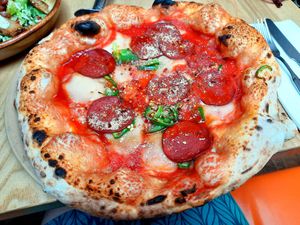 Pepperoni pizza at Purezza Camden in London