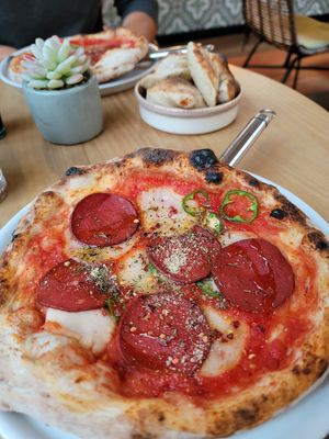 Pepperoni pizza at Purezza Camden in London