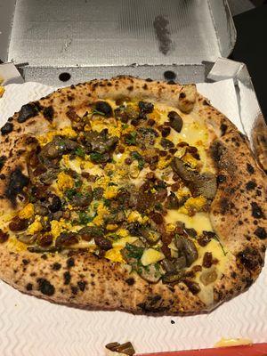 Carbonara, pizza at Purezza Camden in London