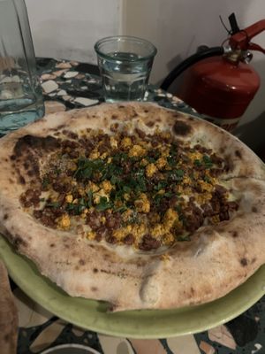 Carbonara pizza  at Purezza Camden in London