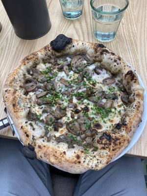 Black Truffle pizza (minus the Shamambert as they were out)  at Purezza Camden in London