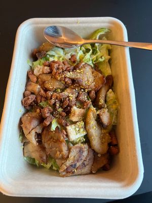 Vegan Caesar, salad with faux chicken and croutons. at Purezza Camden in London