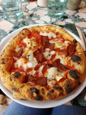 4 cheese pizza at Purezza Camden in London