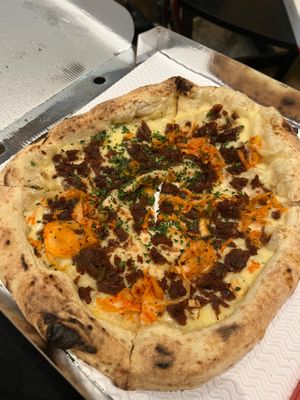 Vegan, vegan bourbon, soaked mushrooms with barbecue sauce. Amazing at Purezza Camden in London