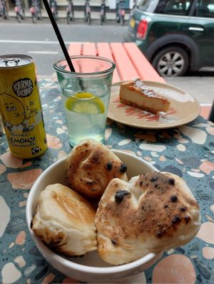 cheese balls and cheesecake at Purezza Camden in London