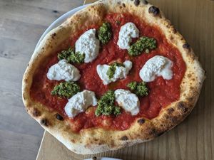Pesto pizza at Purezza Camden in London