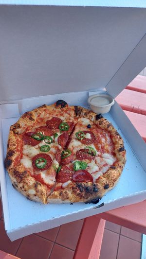 Pepperoni and agave pizza at Purezza Camden in London