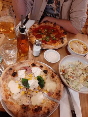 Another delicious Purezza meal. The new Mimosa pizza (bottom) is amazing!! at Purezza Camden in London