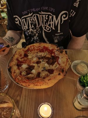 Four cheese pizza at Purezza Camden in London