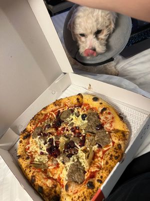 Four seasons pizza is an absolute dream, Frances thought so too!  at Purezza Camden in London